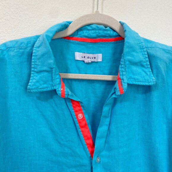 Le Club Peter 100% Linen Shirt - Aqua Size XL - Picture 5 of 9